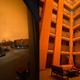 Shot on iPhone. The left was taken through the window. The right was taken directly outside. You can see the difference in the iPhone’s auto color correction.